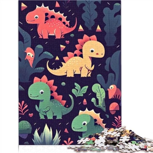 Niedliches Dinosaurier-Puzzle, 1000 Teile, für Erwachsene, Holzpuzzle, geeignet für Erwachsene und Kinder über 12 Jahre, 1000 Teile (75 x 50 cm) von AMNOOL