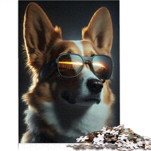 Puzzle | Puzzles, Cooler Corgi-Hund, 300 Teile, für Erwachsene, schwierige, herausfordernde Puzzles, Holzpuzzle, Geschenke für Freunde und Familie, 300 Teile (40 x 28 cm) von AMNOOL