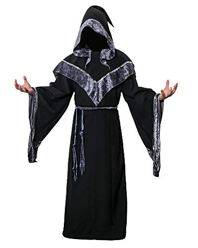 AMNPOLEN Herren Mittelalterlicher dunkler mystischer Zauberer-Robe, Halloween-Kostüm, Kapuzenumhang, Cosplay, Umhang (klein) AMNPOLEN Herren Mittelalterlicher dunkler mystischer Zauberer-Robe, Halloween-Kostüm, Kapuzenumhang, Cosplay, Umhang (klein) von AMNPOLEN