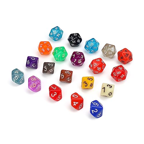 AMONENZ 20 Stück Polyedrische Würfel - Transparente Einfarbige Würfel für Dungeon und Dragons und Tischkartenspiele von AMONENZ