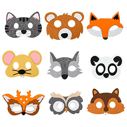 AMONENZ 9 Stück Tiermasken für Kinder, Weichen Filzmasken, Niedlichen Geburtstag Augenmaske, für Geburtstagsfeiern, Kostümpartys und Bauernhaus Dschungelsafari Thema AMONENZ 9 Stück Tiermasken für Kinder, Weichen Filzmasken, Niedlichen Geburtstag Augenmaske, für Geburtstagsfeiern, Kostümpartys und Bauernhaus Dschungelsafari Thema von AMONENZ