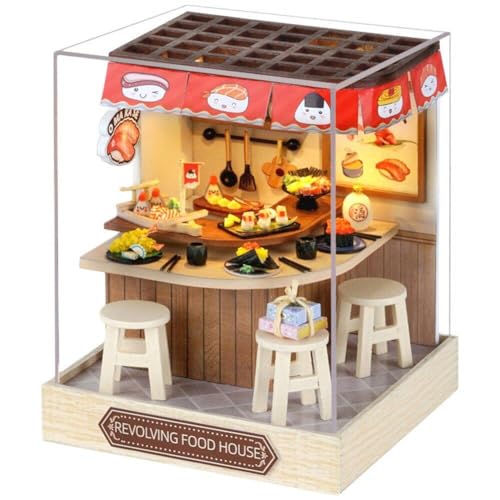 DIY-miniaturhaus-kit, Holz-DIY-Sushi-Laden-Modell, Lebensmittel- Und Spielladen, Kreativität, Montage, Bastelspielzeug, Miniatur-Kits Für Erwachsene von AMOYER