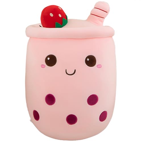 AMOZO Bubble Tea Kuscheltier Plüschkissen, Kawaii Bubble Tea Plüschtier Kissen Niedliche Boba Plüsch Weich Stofftier Spielzeug für Boba Liebhaber (70cm, Pink) von AMOZO