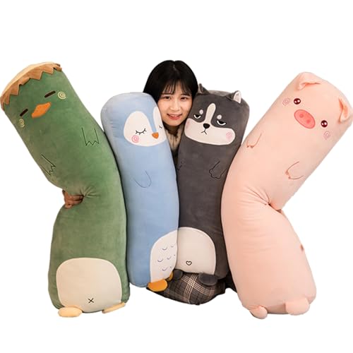 AMOZO Langes Schwein Kuscheltier Plüschtiere, Kawaii Schwein Stofftier langes Kissen Plüsch Süße Seitenschläferkissen für Kinder Jungen (70cm, Piggy) von AMOZO
