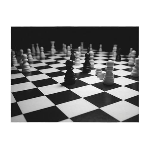 AMREWQYL Schwarz Weiß Schach Schachbrett Bedruckte Flanelldecke Weiche Microfleece Decke von AMREWQYL