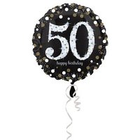 AMSCAN 3213101 Standard Sparkling Birthday 50 Foil Balloon Round S55 Packaged 43 cm von AMSCAN®