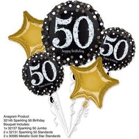 AMSCAN 3214501 Bouquet "Sparkling Birthday 50" 5 Folienballons im Set von AMSCAN®