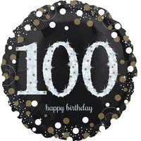 AMSCAN 3374401 Standard Sparkling Birthday 100 Foil Balloon Round S55 Packaged 43 cm von AMSCAN®