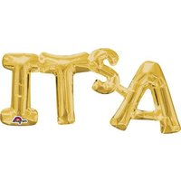 AMSCAN 3376401 SuperShape Wort "It´s A" Gold Folienballon P35 verpackt 50 x 22 cm von AMSCAN®