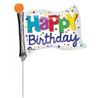 AMSCAN 3458502 Mini Shape "Happy Birthday - Fähnchen" Folienballon, A30, lose, 25 x 20 cm von AMSCAN®
