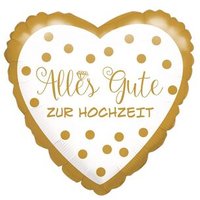 AMSCAN 3771301 Standard "Alles Gute zur Hochzeit, goldene Punkte" Folienballon Rund, S40, verpackt, 43cm von AMSCAN®