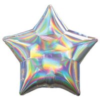 AMSCAN 3927002 Standard Holographic Iridescent Silver Star Folienballon S55 lose von AMSCAN®