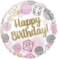 AMSCAN 3962601 Standard Happy Birthday Gems Folienballon S40 verpackt von AMSCAN®