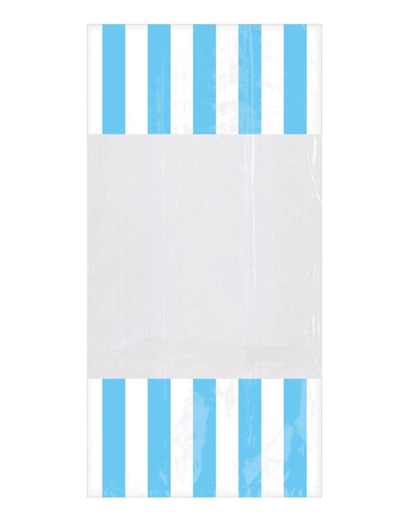 10 hellblaue gestreifte Plastiktüten 25 x 13 cm mit Sichtfenster 10 hellblaue gestreifte Plastiktüten 25 x 13 cm mit Sichtfenster von AMSCAN