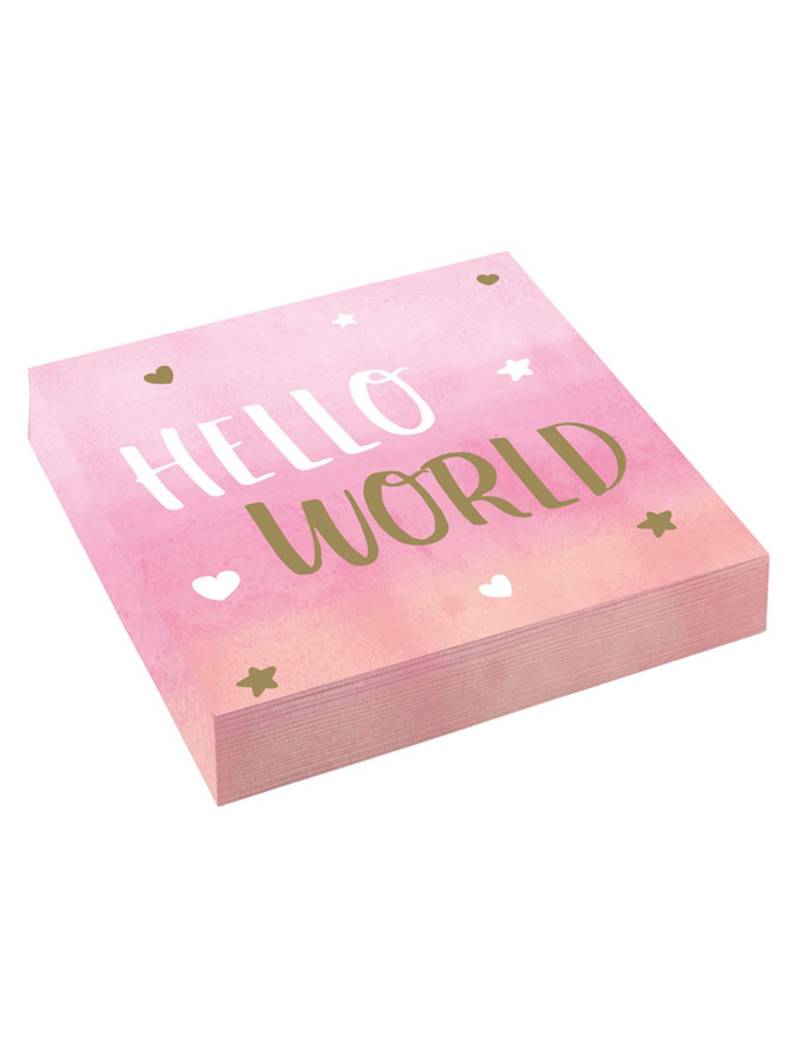 16 Hello World Servietten in Rosa + Gold 33x33cm für Baby Shower 16 Hello World Servietten in Rosa + Gold 33x33cm für Baby Shower von AMSCAN
