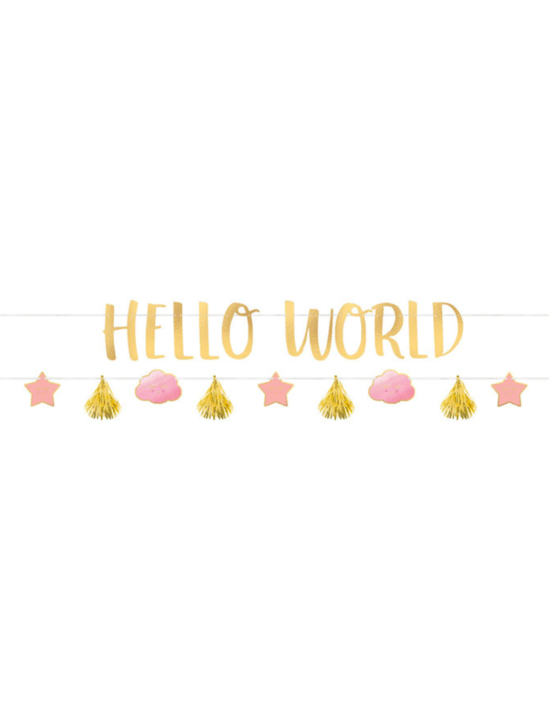 2 Hello World Girlanden Rosa + Gold 1,77m Babyparty Dekoration 2 Hello World Girlanden Rosa + Gold 1,77m Babyparty Dekoration von AMSCAN