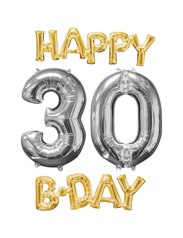 30. Geburtstag Aluminium Ballons Happy Birthday 4 Stück gold-silber 30. Geburtstag Aluminium Ballons Happy Birthday 4 Stück gold-silber von AMSCAN