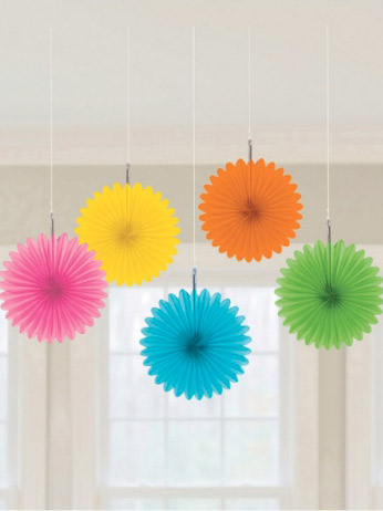 5 Mini Papier Rosetten 15 cm bunt von RIETHMULLER