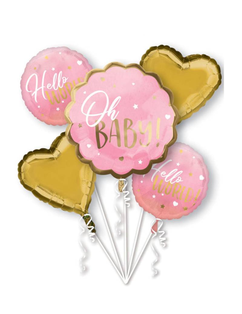 5-teiliges Folienballon-Set Oh Baby Rosa und Gold für Babyparty 5-teiliges Folienballon-Set Oh Baby Rosa und Gold für Babyparty von AMSCAN