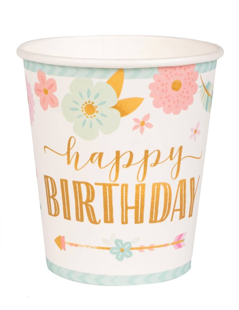 8 Boho Pappbecher Happy Birthday 250 ml 8 Boho Pappbecher Happy Birthday 250 ml von AMSCAN