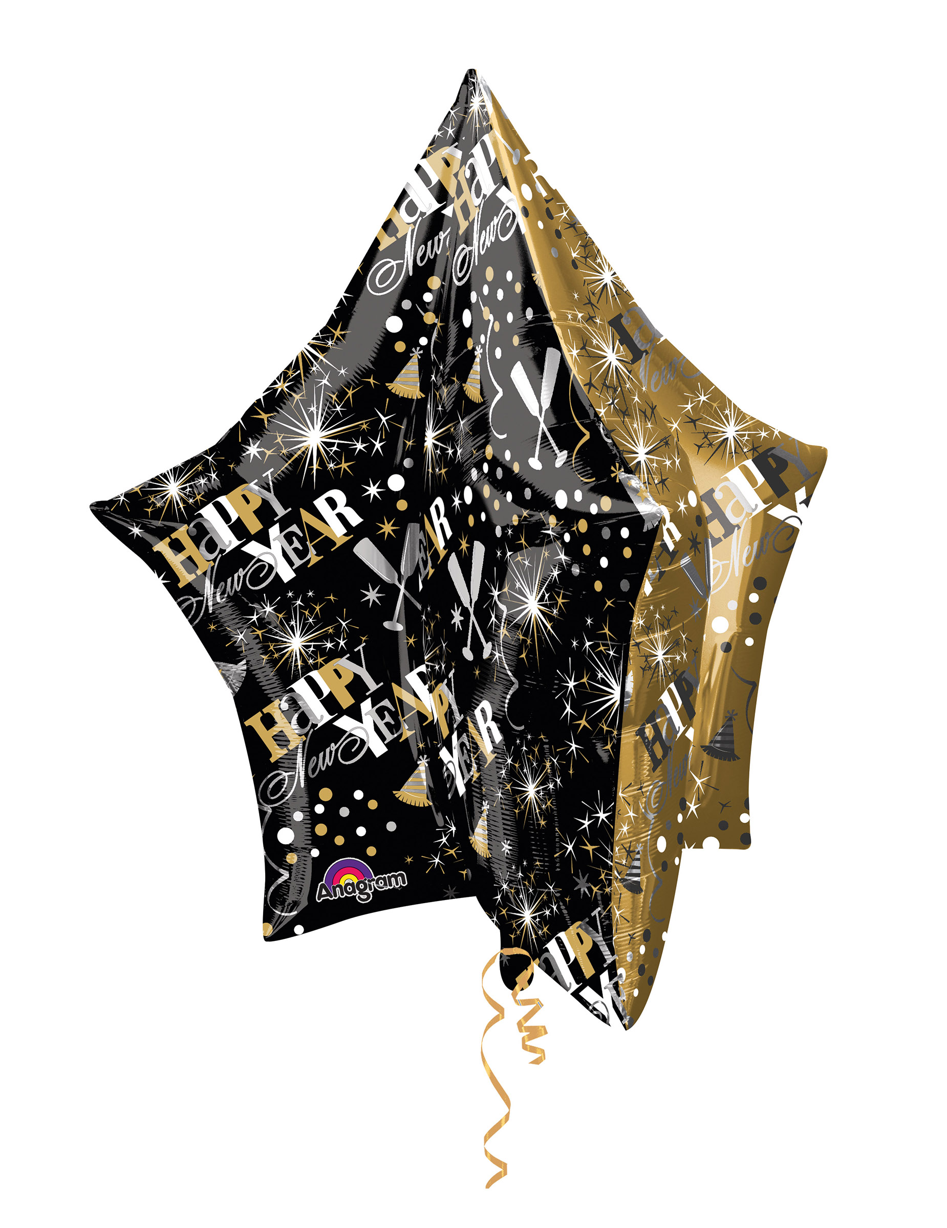 Alu-Luftballon Stern Silvesterdekoration gold-schwarz 81 x 86 cm Alu-Luftballon Stern Silvesterdekoration gold-schwarz 81 x 86 cm von AMSCAN