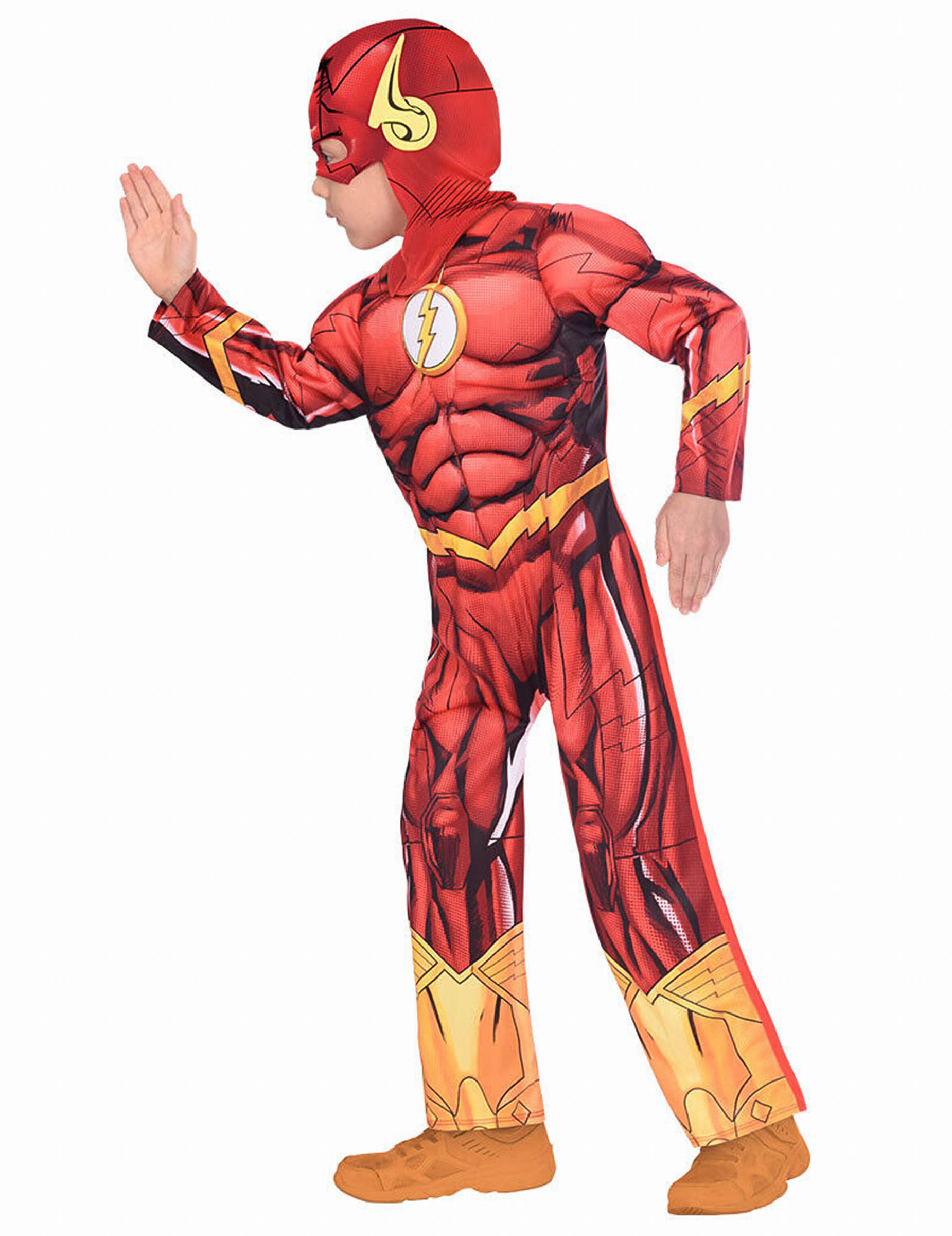 Flash Kinderkostüm Overall mit Kopfbedeckung rot-gelb-gold Flash Kinderkostüm Overall mit Kopfbedeckung rot-gelb-gold von RIETHMULLER