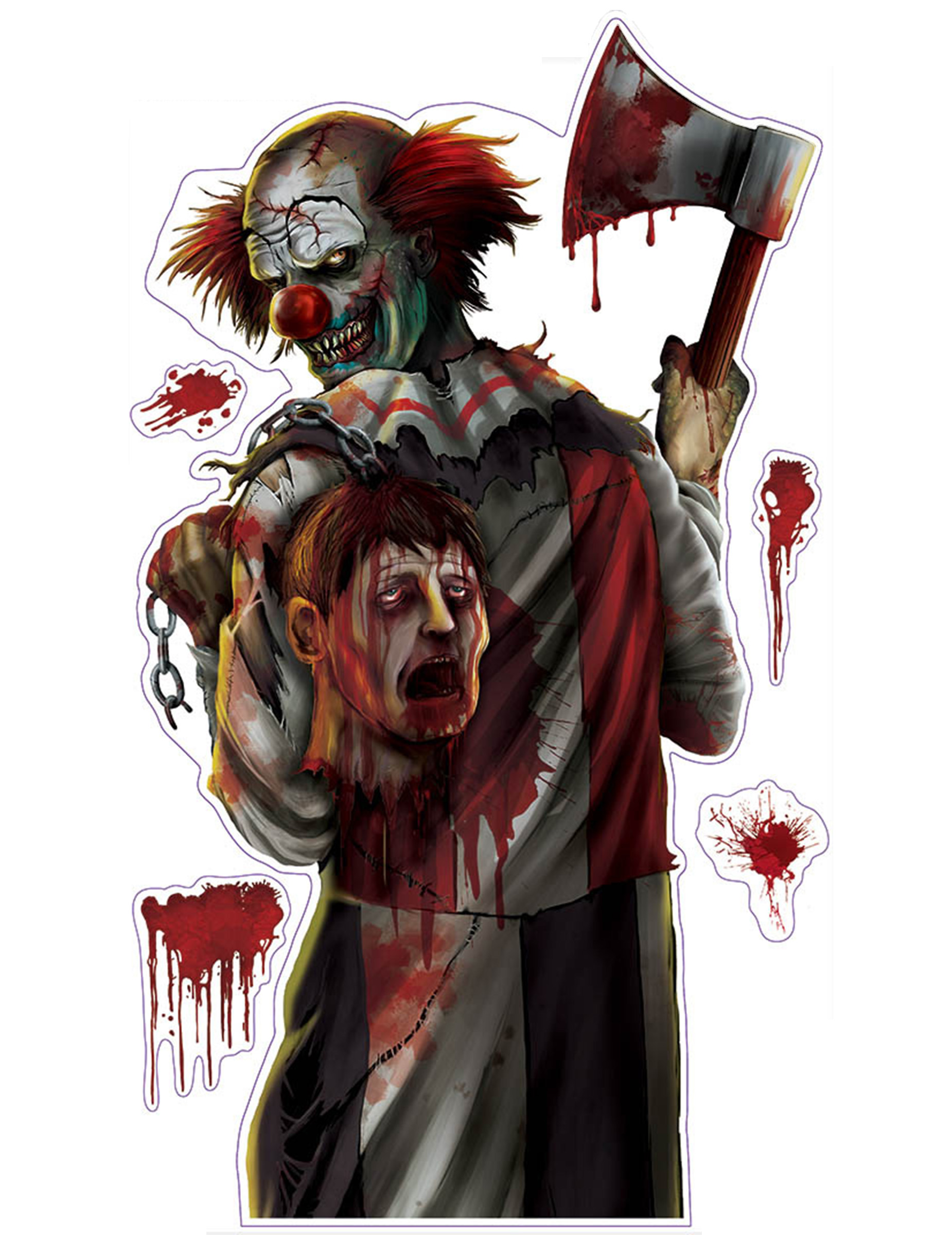 Halloween Horrorclown Aufkleber-Set 5 Stück bunt 52x25cm Halloween Horrorclown Aufkleber-Set 5 Stück bunt 52x25cm von AMSCAN