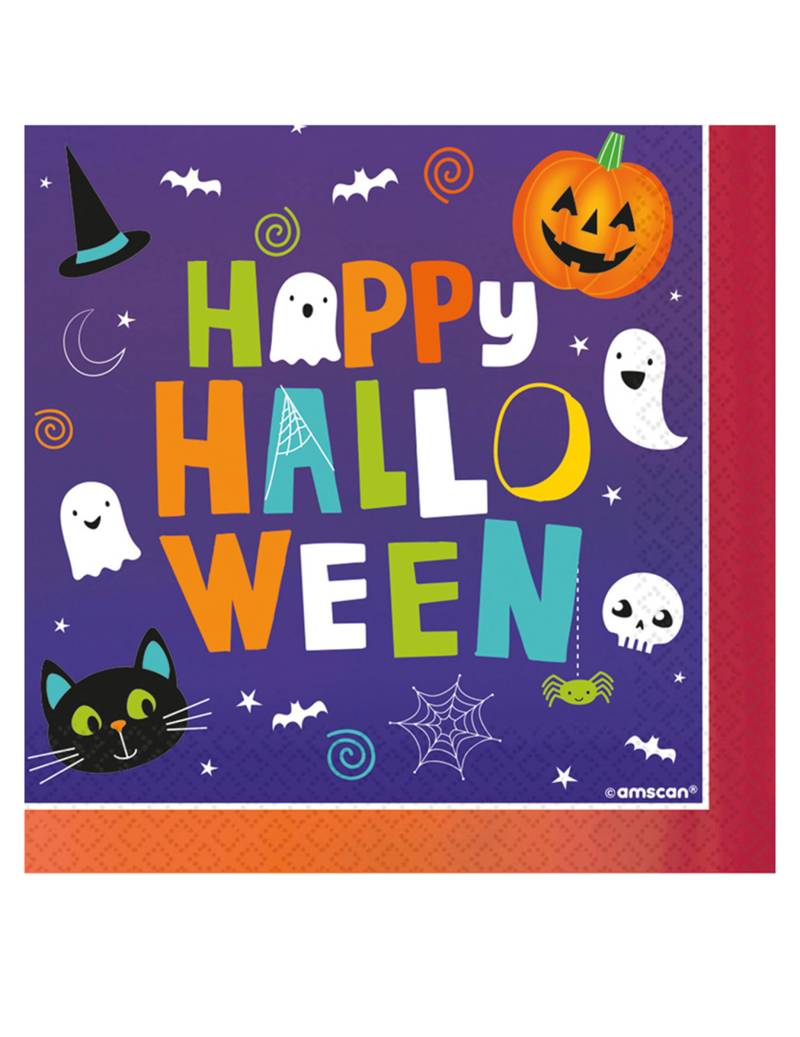 Happy Halloween-Servietten Partydeko 16 Stück bunt 33x33 cm von RIETHMULLER