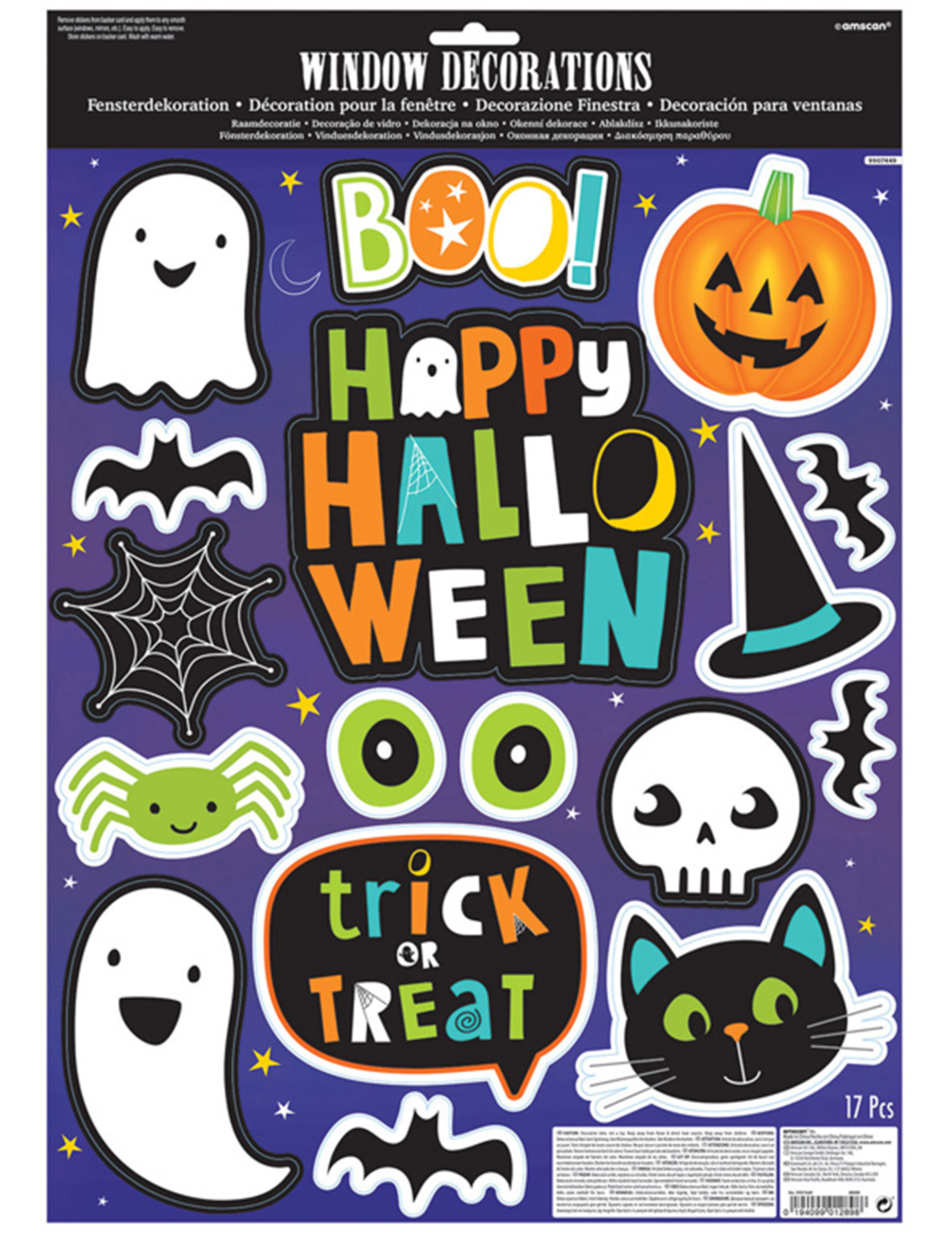 Happy Halloween-Sticker für Fenster Halloween-Deko bunt von AMSCAN