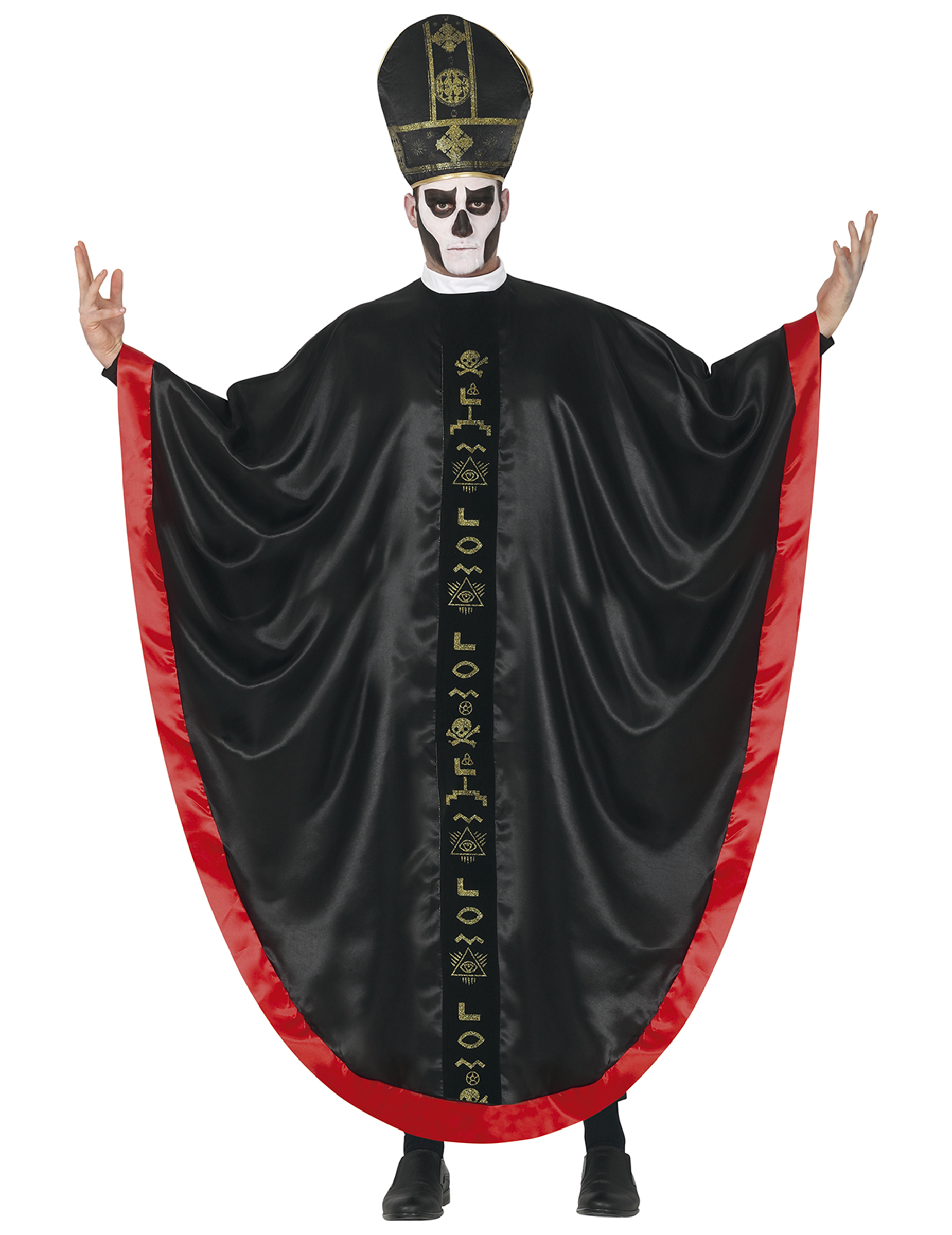 Satanistisches Kardinal-Kostüm für Herren Halloweenkostüm schwarz-rot-gold Satanistisches Kardinal-Kostüm für Herren Halloweenkostüm schwarz-rot-gold von FIESTAS GUIRCA, S.L.