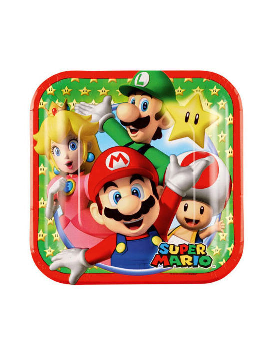 Kleine Pappteller Super Mario 8 Stück bunt 18cm von RIETHMULLER