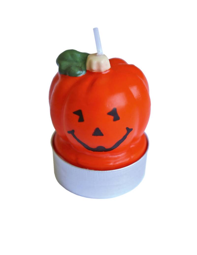 Kürbis-Teelichter Tischdeko für Halloween 3 Stück orange-schwarz von RIETHMULLER