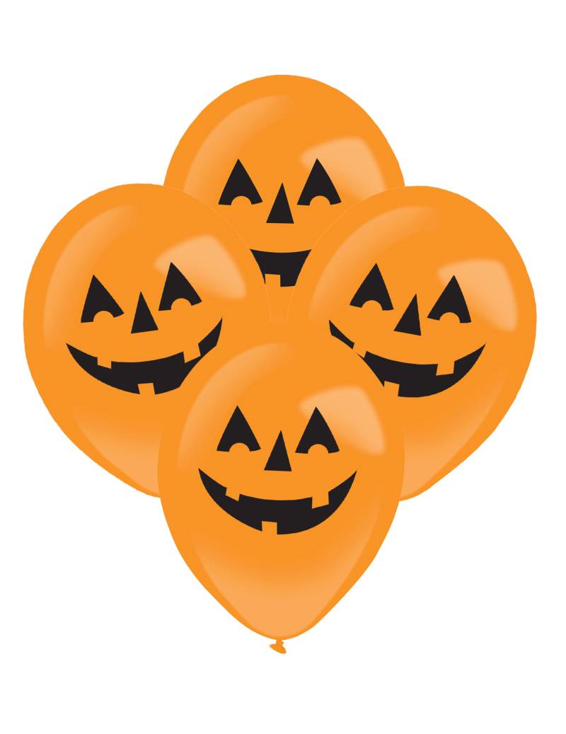 LED Ballons Kürbisse Halloween Deko 4 Stück orange-schwarz von RIETHMULLER