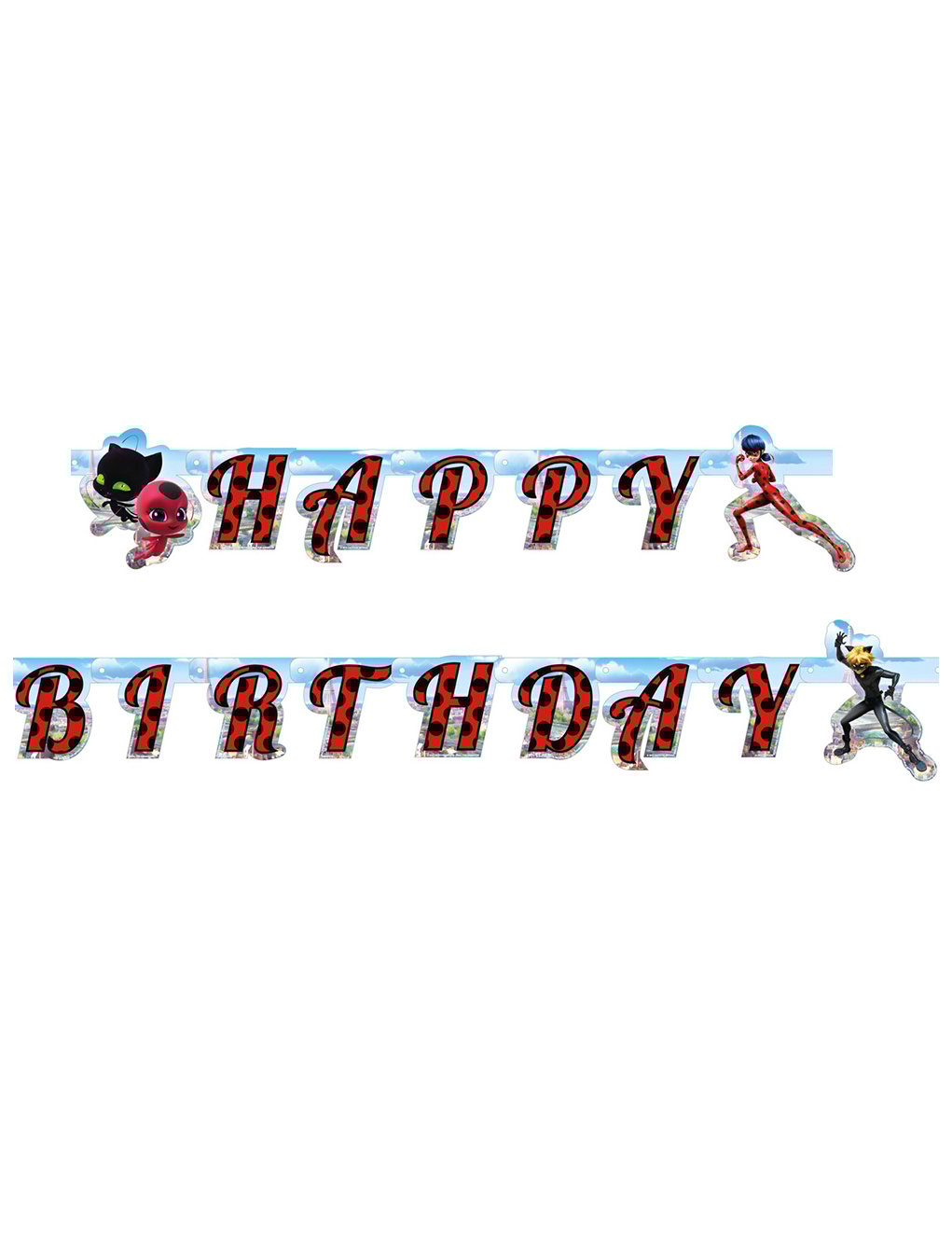 Ladybug-Girlande Happy Birthday Party-Deko bunt 170 x 200cm Ladybug-Girlande Happy Birthday Party-Deko bunt 170 x 200cm von BIGIEMME SRL