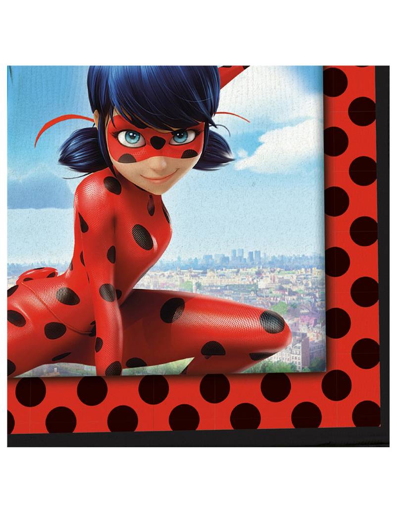 Ladybug-Servietten 20 Stück Partydeko schwarz-rot-blau 33x33cm von RIETHMULLER