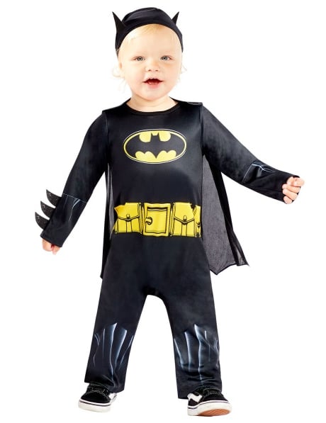 Offizielles Batman-Kostüm für Babys schwarz-gelb von AMSCAN