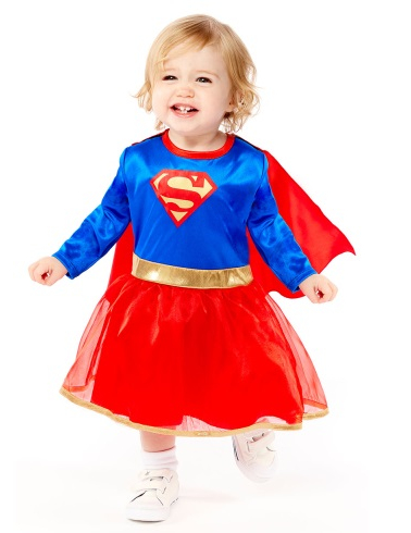 Offizielles Supergirl-Kostüm für Babys blau-rot-goldfarben von AMSCAN