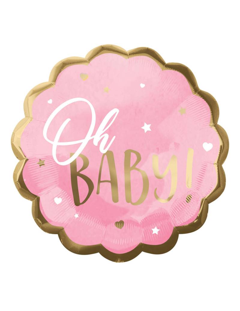 Oh Baby Folienballon rosa + gold gewellt 55 cm für Babyparty Oh Baby Folienballon rosa + gold gewellt 55 cm für Babyparty von AMSCAN