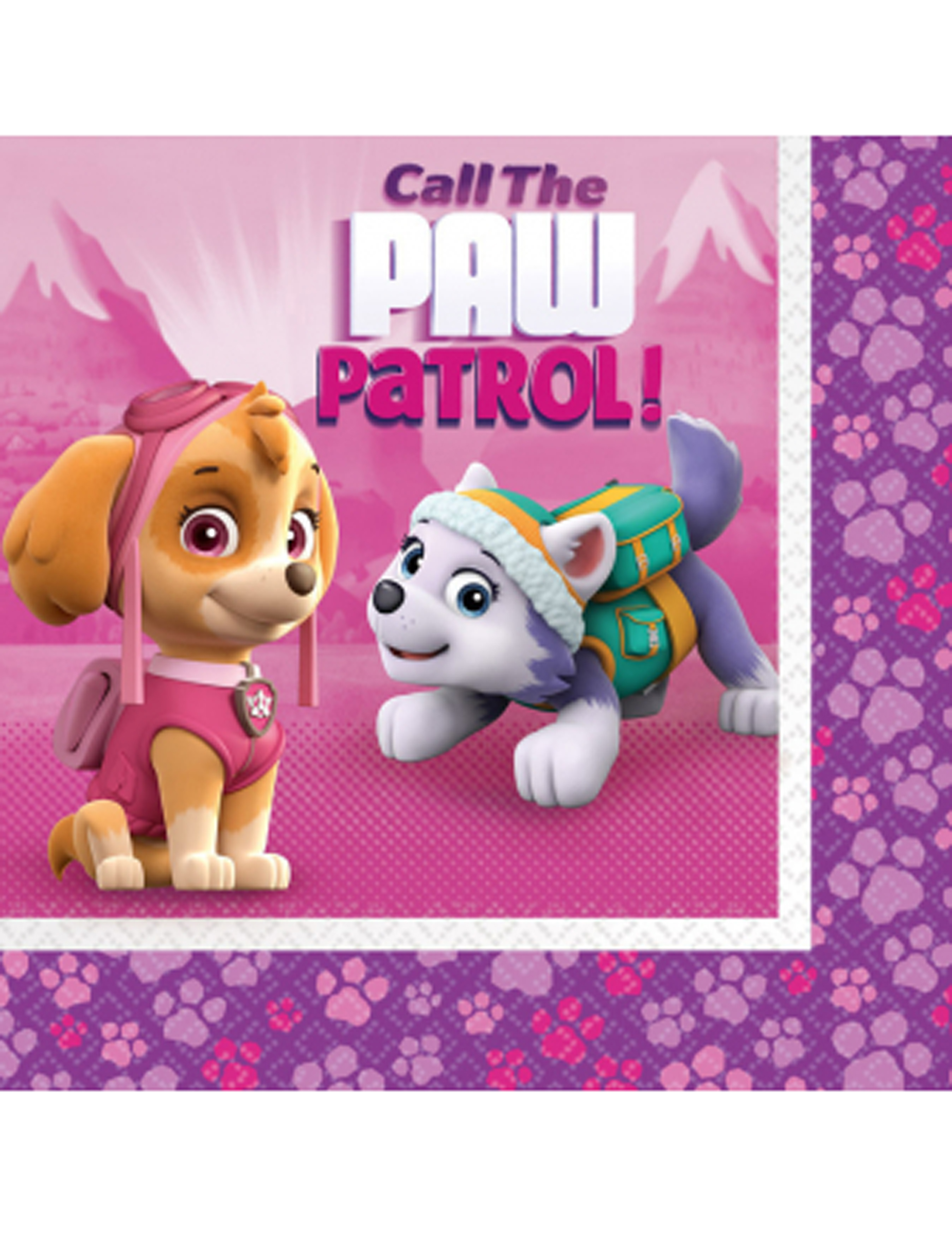 PAW-Patrol-Papierservietten 33 x 33 cm violett-rosa von RIETHMULLER