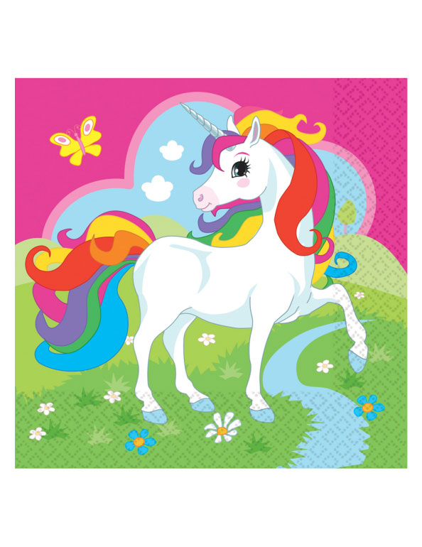 Papierservietten mit Einhorn Geburtstagsdeko 20 Stück bunt 16,5x16,5cm von RIETHMULLER
