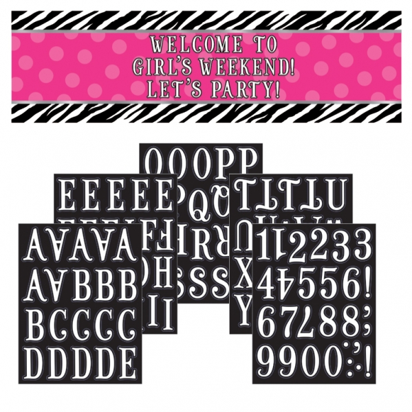 Personalisierbares Banner im Pink-Zebra-Look mit Buchstaben Personalisierbares Banner im Pink-Zebra-Look mit Buchstaben von AMSCAN