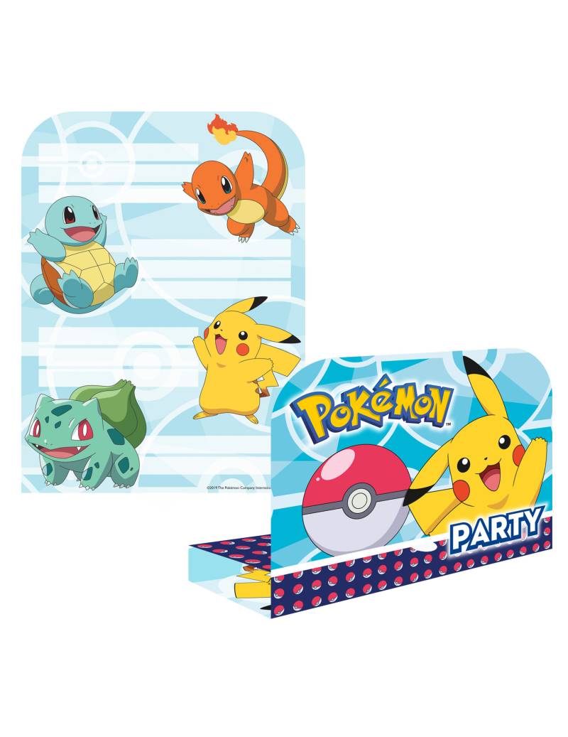 Pokémon-Einladungskarten mit Umschlägen Deko 8 Stück bunt von RIETHMULLER