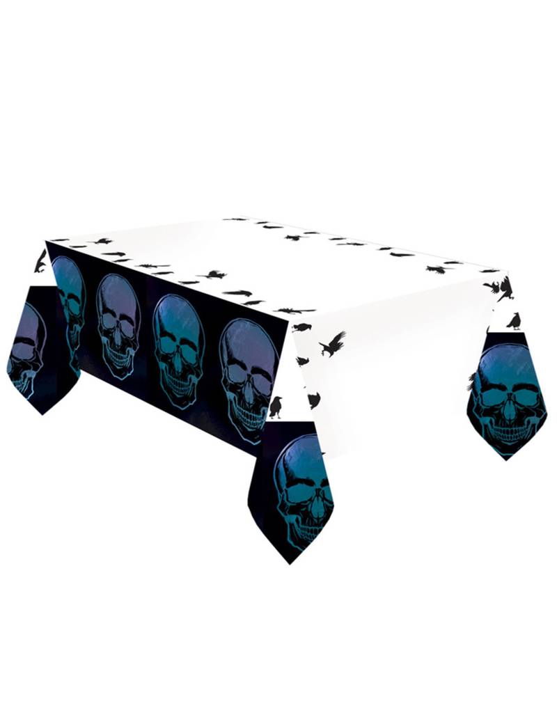 Skelett-Tischdecke Boneshine Fever Halloween-Partydeko schwarz-weiss-blau 1,2 x 1,8 m von AMSCAN