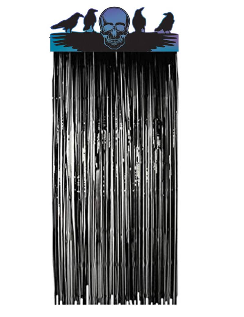 Skelett-Vorhang Boneshine Fever Partydeko schwarz-blau 2,30x1m von RIETHMULLER