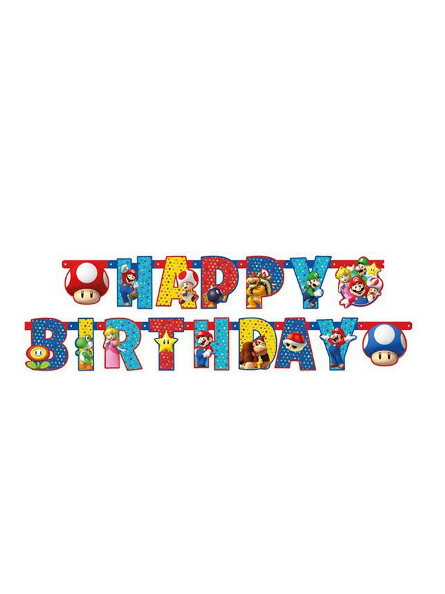 Super Mario Geburtstagsgirlande Happy Birthday bunt 1,9m Super Mario Geburtstagsgirlande Happy Birthday bunt 1,9m von RIETHMULLER