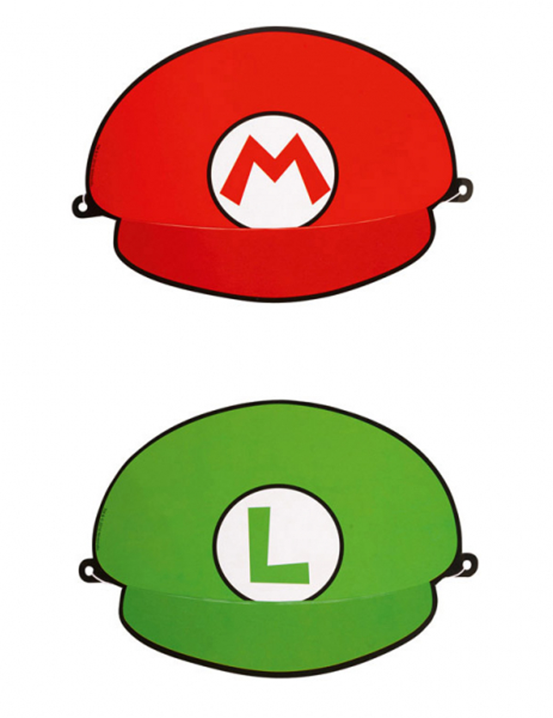 Super Mario-Papphüte Klempner-Kopfbedeckung 8 Stück grün-rot 17,5cm von BIGIEMME SRL