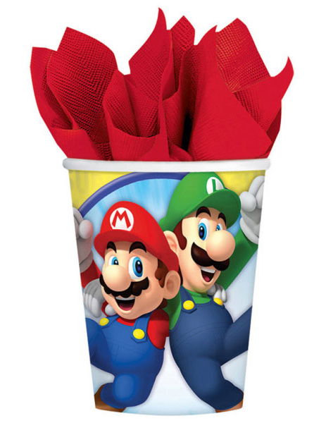 Super Mario und Luigi Pappbecher Nintendo Lizenzartikel 8 Stück bunt 266ml von AMSCAN