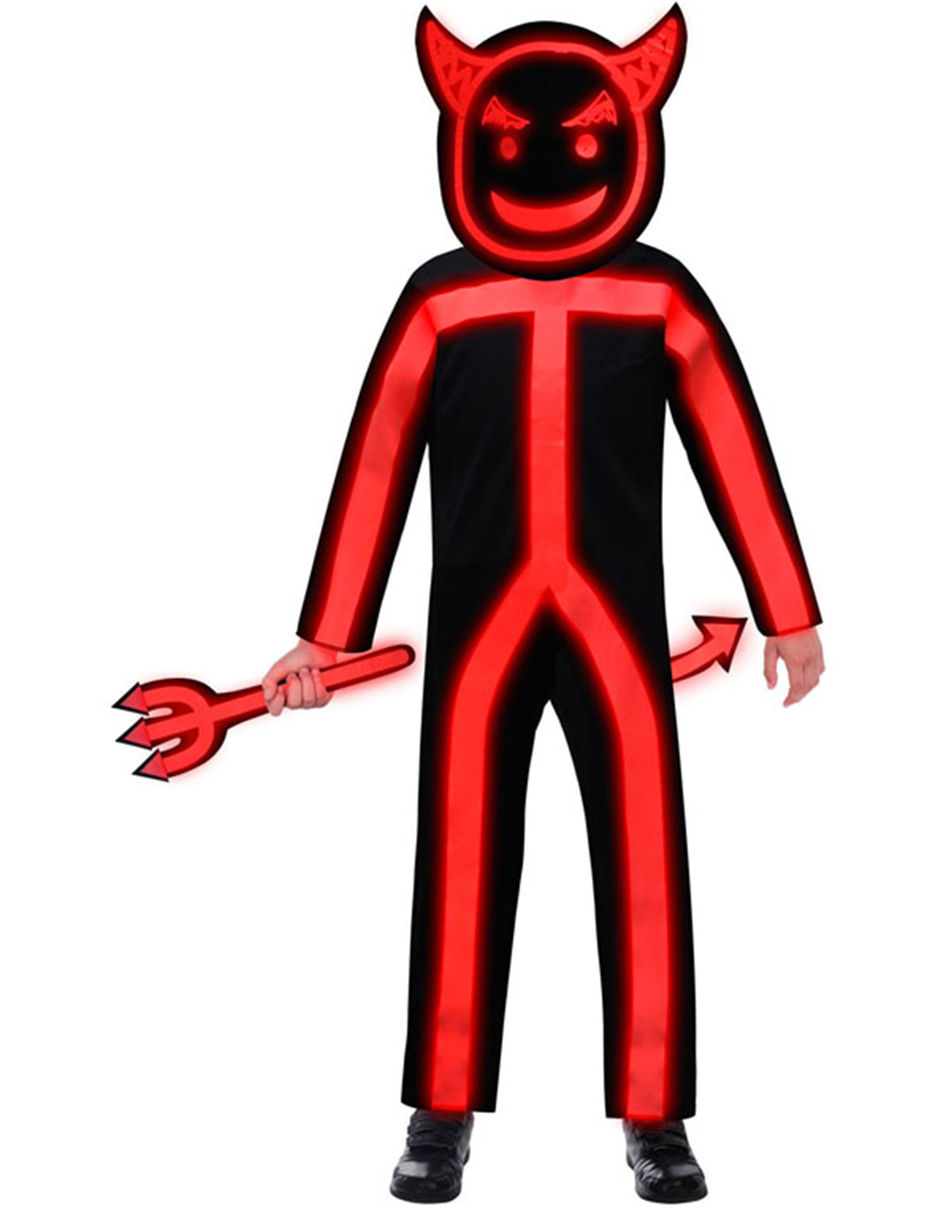 Teufel-Kostüm für Kinder phosphoreszierend Halloween-Kostüm schwarz-rot von AMSCAN