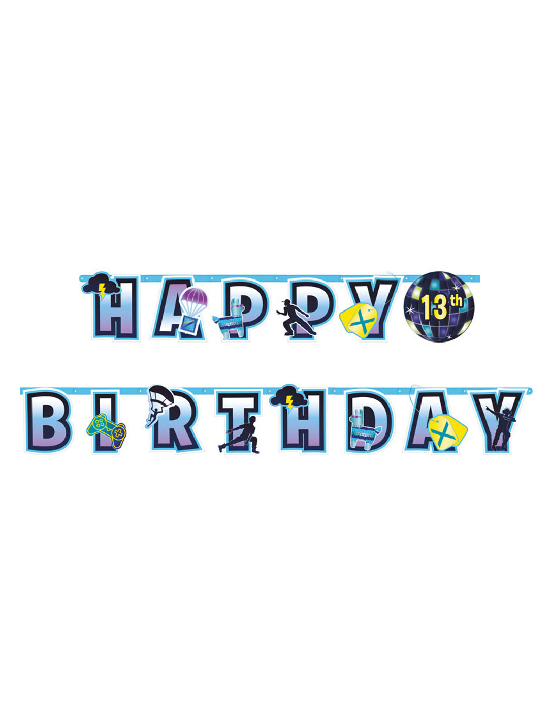 Videospiel-Geburtstag-Girlande blau-lila-gelb personalisierbar 26 x 320 cm Videospiel-Geburtstag-Girlande blau-lila-gelb personalisierbar 26 x 320 cm von RIETHMULLER