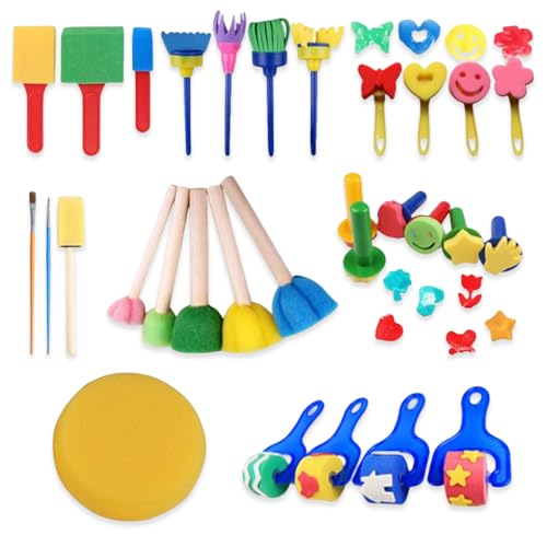 AMSLSIU 30 Stück Kinder Malschwamm Pinsel Zeichnen Lernroller Lernen Kunstspielzeug Kindergarten Kreativität Spielzeug Geschenke von AMSLSIU